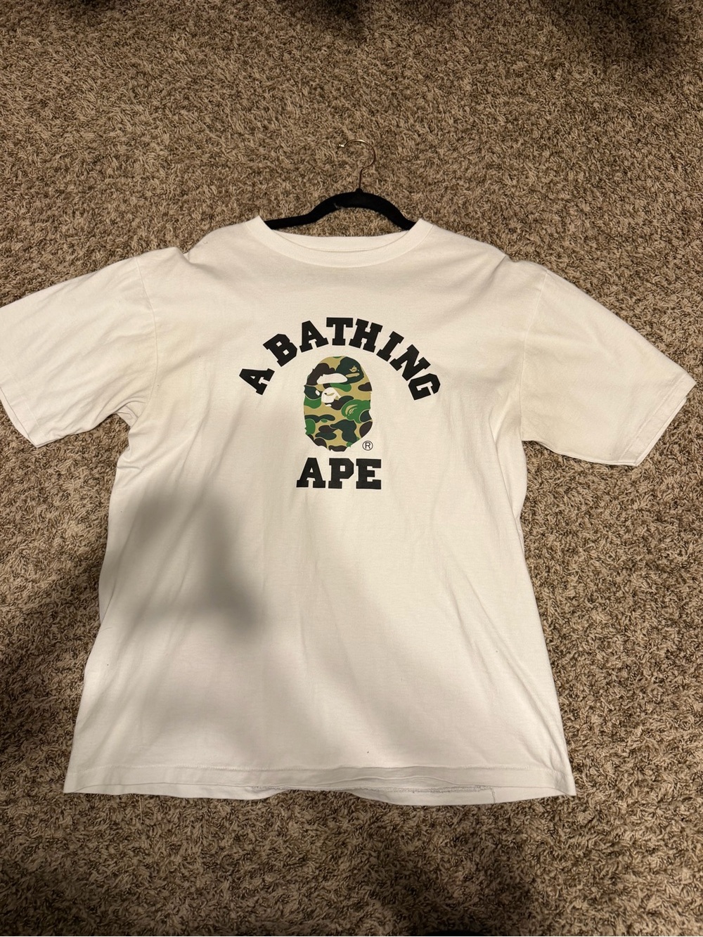 A Bathing Ape White Tee with Camo Logo